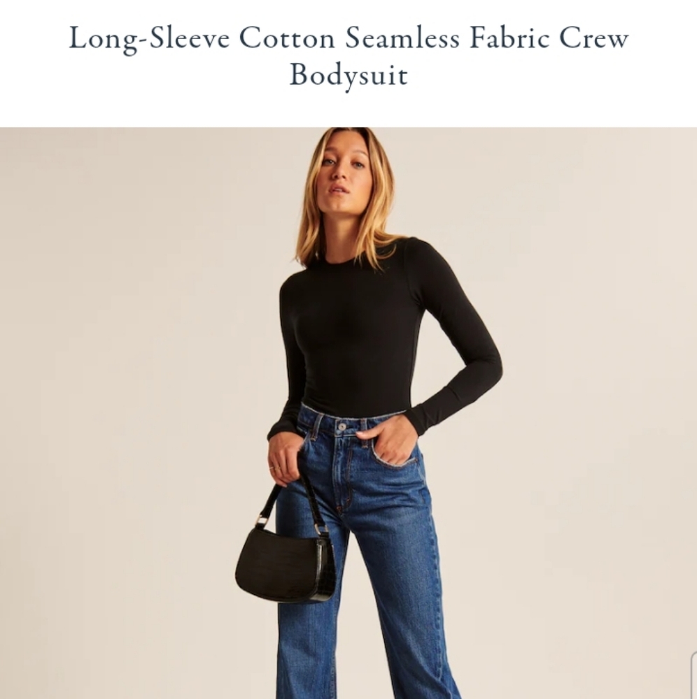 A&F Long-Sleeve Cotton Seamless Fabric Crew Bodysuit small